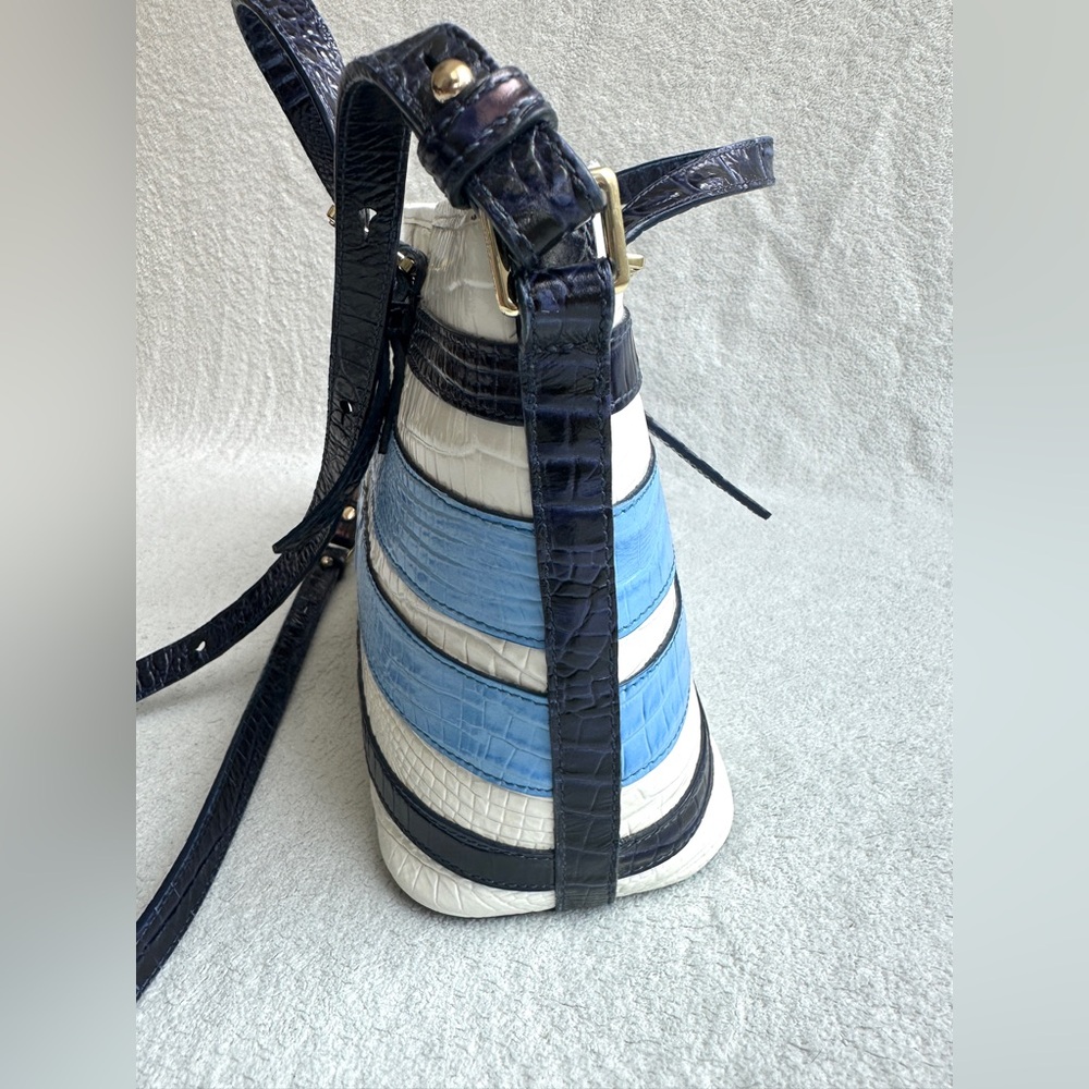 Brahmin Asher Tote‎ Regatta Vineyard NWOT Blue White Leather Handbag - Picture 7 of 12